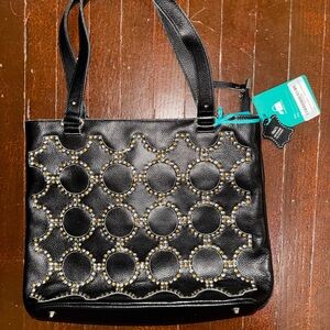 Montana West Black Studded Leather Concealed Carry Tote Bag
